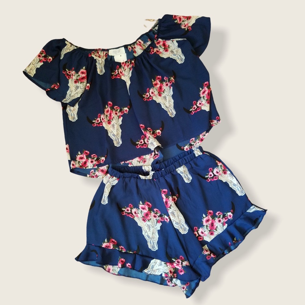 2pc PEACH LOVE Desert Skull Ruffle Set! - Picture 2 of 15